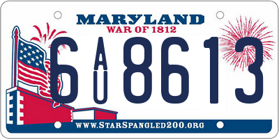 MD license plate 6AU8613
