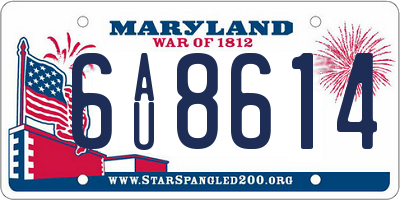 MD license plate 6AU8614