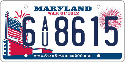 MD license plate 6AU8615