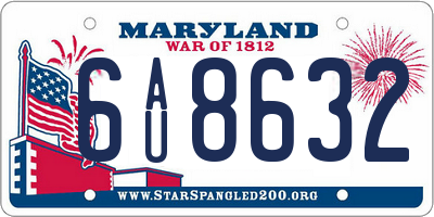 MD license plate 6AU8632