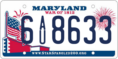 MD license plate 6AU8633