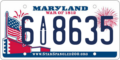 MD license plate 6AU8635