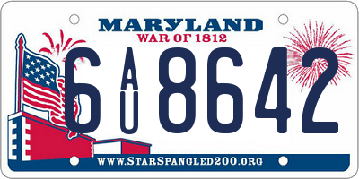 MD license plate 6AU8642