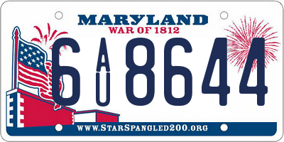 MD license plate 6AU8644