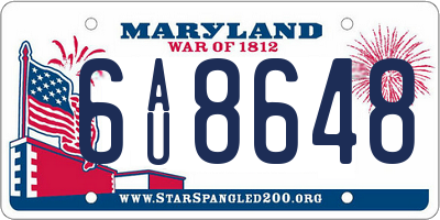 MD license plate 6AU8648