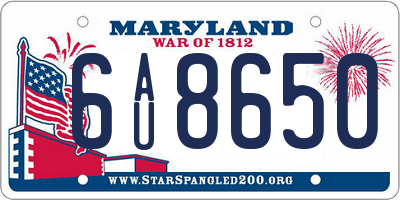 MD license plate 6AU8650