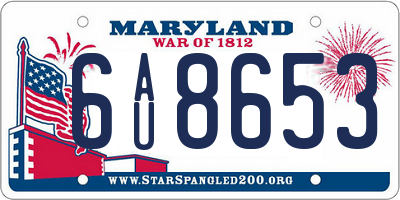 MD license plate 6AU8653