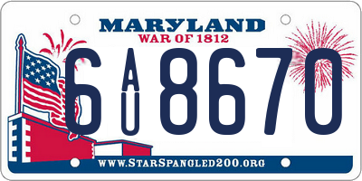 MD license plate 6AU8670