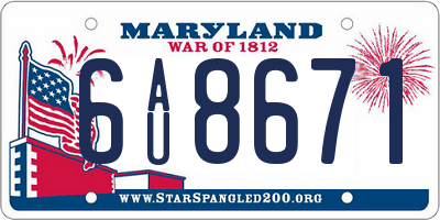 MD license plate 6AU8671