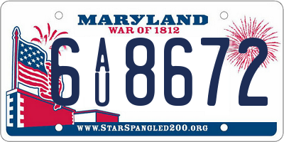 MD license plate 6AU8672