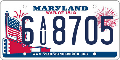 MD license plate 6AU8705