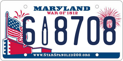 MD license plate 6AU8708