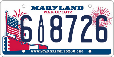 MD license plate 6AU8726