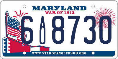 MD license plate 6AU8730