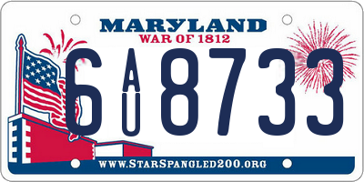 MD license plate 6AU8733