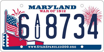 MD license plate 6AU8734
