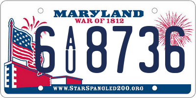 MD license plate 6AU8736