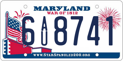 MD license plate 6AU8741