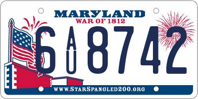 MD license plate 6AU8742