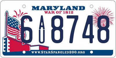 MD license plate 6AU8748
