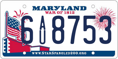 MD license plate 6AU8753