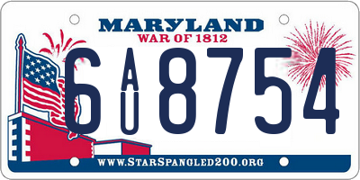 MD license plate 6AU8754