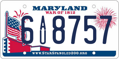 MD license plate 6AU8757