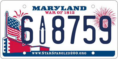 MD license plate 6AU8759