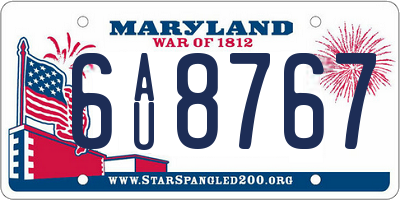 MD license plate 6AU8767
