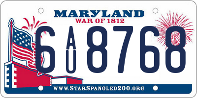 MD license plate 6AU8768