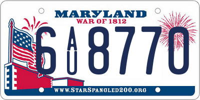 MD license plate 6AU8770