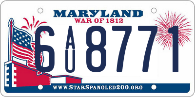 MD license plate 6AU8771