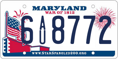 MD license plate 6AU8772