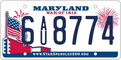 MD license plate 6AU8774