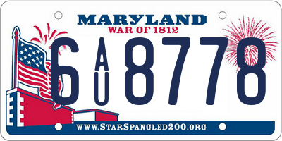 MD license plate 6AU8778