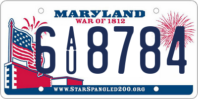 MD license plate 6AU8784