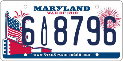 MD license plate 6AU8796
