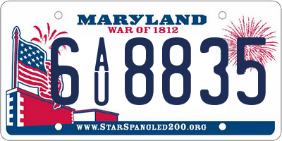 MD license plate 6AU8835