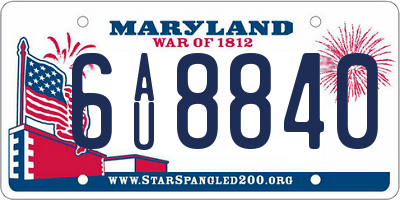 MD license plate 6AU8840
