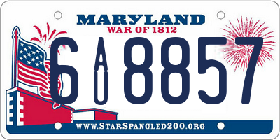 MD license plate 6AU8857