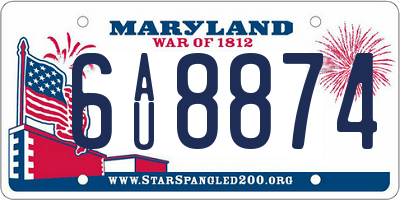 MD license plate 6AU8874