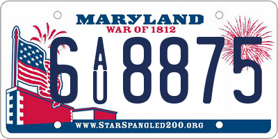 MD license plate 6AU8875