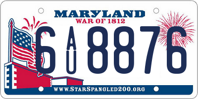 MD license plate 6AU8876