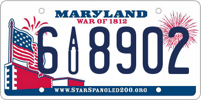 MD license plate 6AU8902