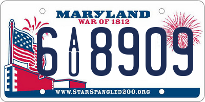 MD license plate 6AU8909