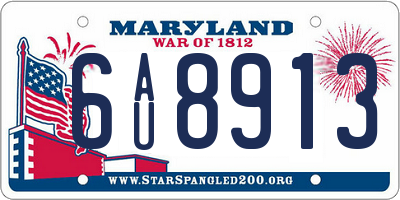 MD license plate 6AU8913