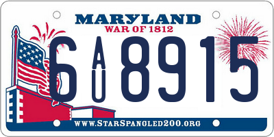 MD license plate 6AU8915