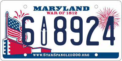 MD license plate 6AU8924