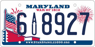 MD license plate 6AU8927