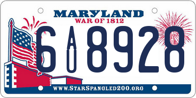 MD license plate 6AU8928